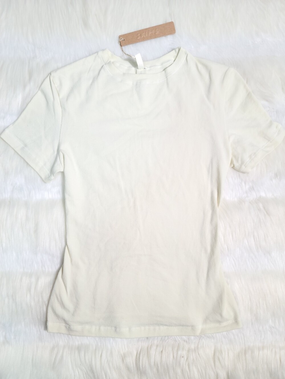 SKIMS Cotton Jersey T-shirt Off White Bone Women XS NEW